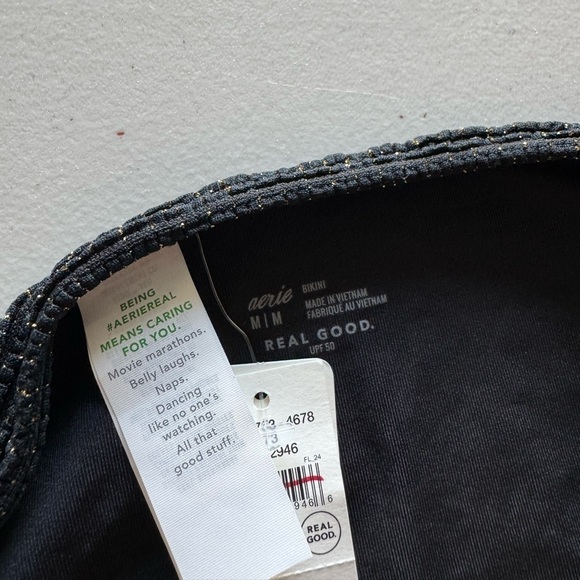 Aerie Charcoal Textured Bikini Bottom - Picture 2 of 4